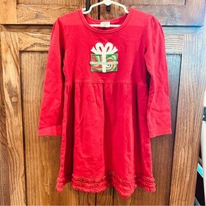 ARB Blanks Girls Red Ruffle Dress with Present Embroidered Size 8 EUC